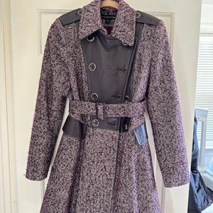 Via Spiga Burgundy Wool Tweed Coat